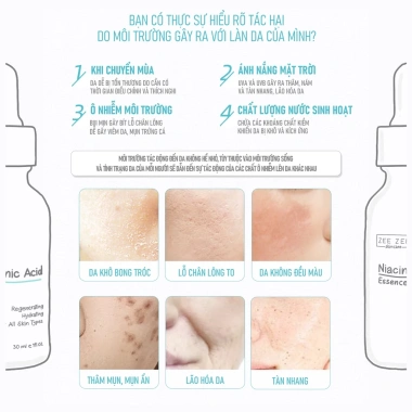 Bộ đôi dưỡng sáng Niacinamide & Hyaluronic Acid Essence trẻ hoá, phục hồi da, giá 549k - ZEE ZEE