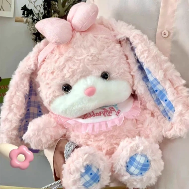 Bộ Đôi Gấu Bông Thỏ Hồng & Teddy Nâu Mắt Sao - Mềm Mại Dễ Thương, Quà Bé Gái 2