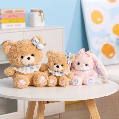 Bộ Đôi Gấu Bông Thỏ Hồng & Teddy Nâu Mắt Sao - Mềm Mại Dễ Thương, Quà Bé Gái 5