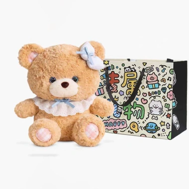 Bộ Đôi Gấu Bông Thỏ Hồng & Teddy Nâu Mắt Sao - Mềm Mại Dễ Thương, Quà Bé Gái 9