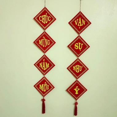Bộ Đôi Khánh Vuông Câu Đối Cổ Truyền - Trang Trí Tết Nguyên Đán 2.026 Giá ưu đãi 79.000 VND