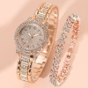 Bộ đồng hồ nữ thời trang đính đá 2 chiếc và vòng tay quartz - Giá ưu đãi 81,400₫