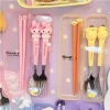 Bộ Đũa Thìa Nĩa Inox Kuromi, Kitty, Cún Trắng - Hộp Đựng Tiện Lợi, Giá 22.000₫ 3