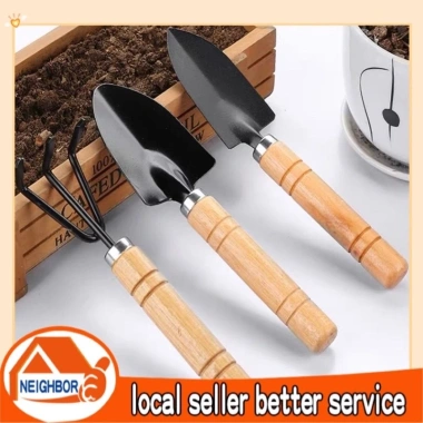 Bộ dụng cụ làm vườn mini 3 món cán gỗ cho đất trống cây - Giá 12.000 VND