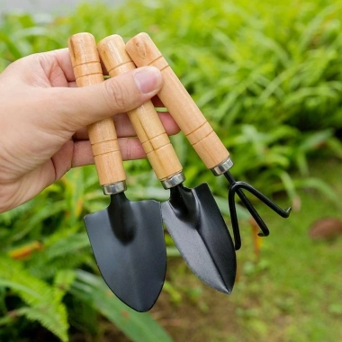 Bộ dụng cụ làm vườn mini 3 món cán gỗ cho đất trống cây - Giá 12.000 VND 2
