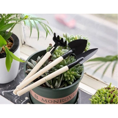 Bộ dụng cụ làm vườn mini 3 món cán gỗ cho đất trống cây - Giá 12.000 VND 4