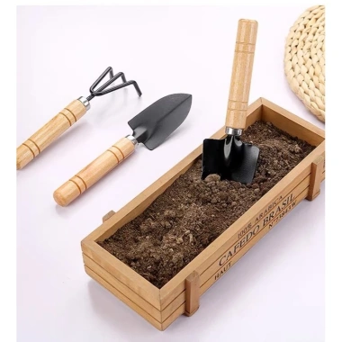 Bộ dụng cụ làm vườn mini 3 món cán gỗ cho đất trống cây - Giá 12.000 VND 8