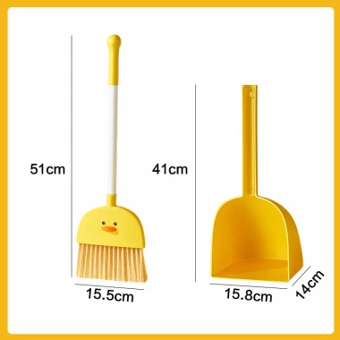 Bộ dụng cụ lau nhà cho bé Hàn Quốc - chổi vịt + hót rác mini, cây lau ABS an toàn, giảm còn 74.999đ
