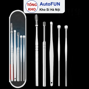 Bộ dụng cụ ngoáy tai inox không rỉ 6 món - Mát xa, làm sạch tai hiệu quả, 11.500đ