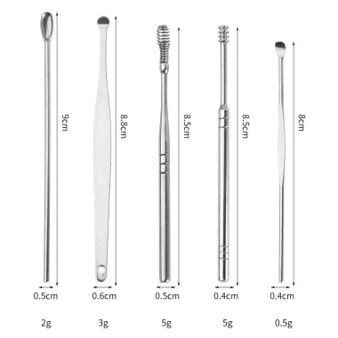 Bộ dụng cụ ngoáy tai inox không rỉ 6 món - Mát xa, làm sạch tai hiệu quả, 11.500đ