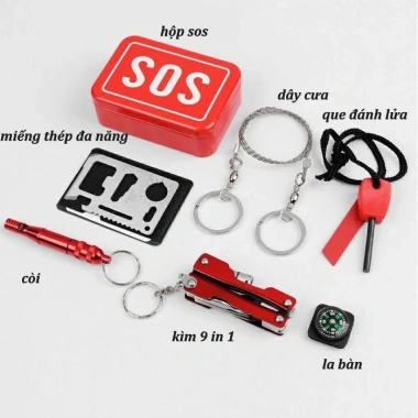 Bộ dụng cụ sinh tồn SOS 6 món đa chức năng - An toàn du lịch & khám phá