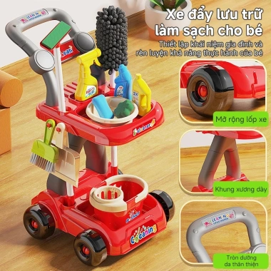 Bộ Dụng Cụ Vệ Sinh Đồ Chơi 8/13/20/24PCS – Chổi & Máy Hút Bụi, Giá 139k, Trẻ Em Sạch 2