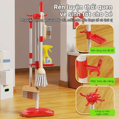 Bộ Dụng Cụ Vệ Sinh Đồ Chơi 8/13/20/24PCS – Chổi & Máy Hút Bụi, Giá 139k, Trẻ Em Sạch 3