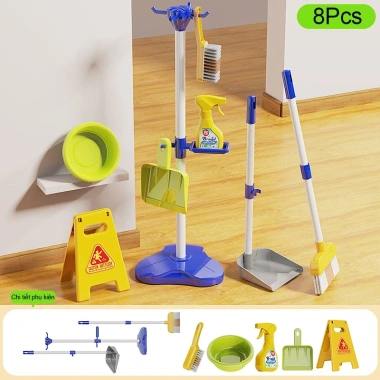Bộ Dụng Cụ Vệ Sinh Đồ Chơi 8/13/20/24PCS – Chổi & Máy Hút Bụi, Giá 139k, Trẻ Em Sạch 10