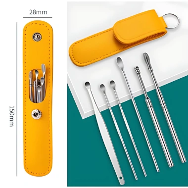 Bộ dụng cụ vệ sinh tai 6 món thép không gỉ, loại bỏ ráy tai, giá chỉ 28.999₫
