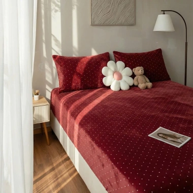 Bộ ga gối 3 món nỉ nhung sữa cao cấp Otama Bedding - 1m6,1m8,2m, giá ưu đãi 389k 10