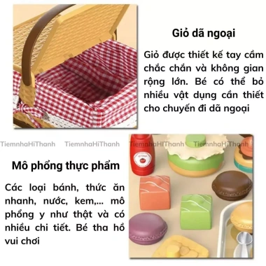 Bộ Giỏ Đồ Chơi Picnic 103 Chi Tiết Mô Phỏng Thực Phẩm - Dã Ngoại Xinh Xắn, Giá 325.000₫