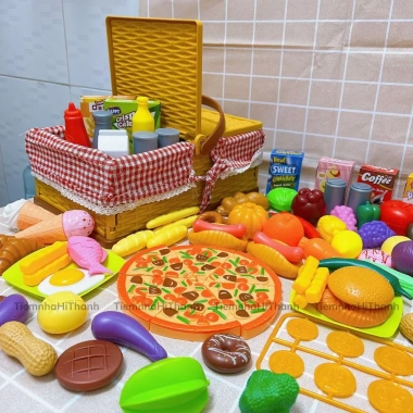 Bộ Giỏ Đồ Chơi Picnic 103 Chi Tiết Mô Phỏng Thực Phẩm - Dã Ngoại Xinh Xắn, Giá 325.000₫