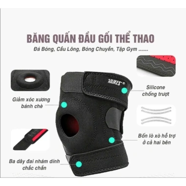 Bó gối thể thao lò xo AOLIKES 7.618 - Băng đầu gối hỗ trợ chạy bộ, bóng đá, leo núi - Giá 101.000₫ 2