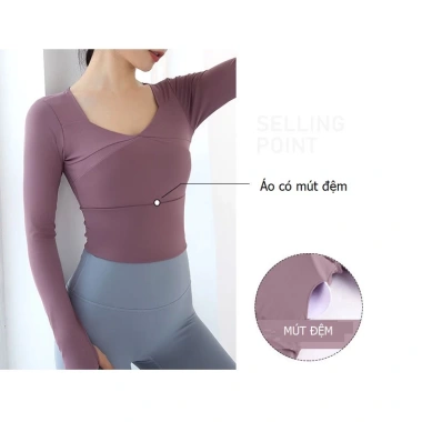 Bộ Gym Yoga Nữ GF042 - Áo Croptop Dài Tay Mút và Quần Legging Nâng Mông, 283k 4