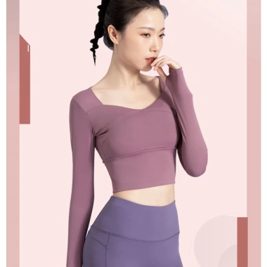 Bộ Gym Yoga Nữ GF042 - Áo Croptop Dài Tay Mút và Quần Legging Nâng Mông, 283k 5