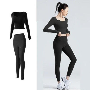 Bộ Gym Yoga Nữ GF042 - Áo Croptop Dài Tay Mút và Quần Legging Nâng Mông, 283k 7