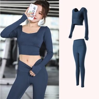 Bộ Gym Yoga Nữ GF042 - Áo Croptop Dài Tay Mút và Quần Legging Nâng Mông, 283k 10