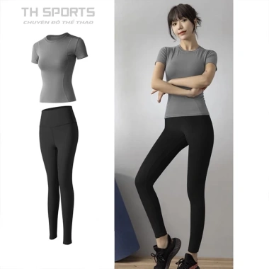 Bộ Gym Yoga Nữ TH001 - Áo Ngắn Tay và Quần Legging Dài Nâng Mông - 219.000 VND 2