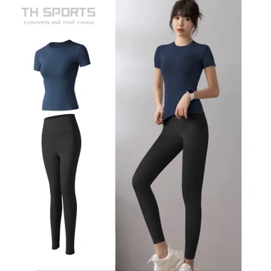 Bộ Gym Yoga Nữ TH001 - Áo Ngắn Tay và Quần Legging Dài Nâng Mông - 219.000 VND 3