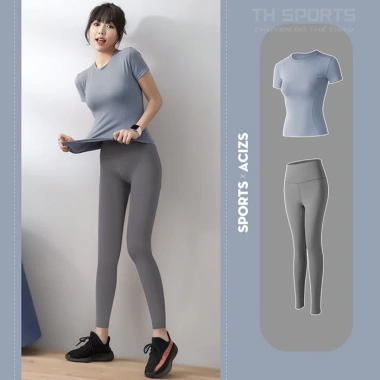 Bộ Gym Yoga Nữ TH001 - Áo Ngắn Tay và Quần Legging Dài Nâng Mông - 219.000 VND 6