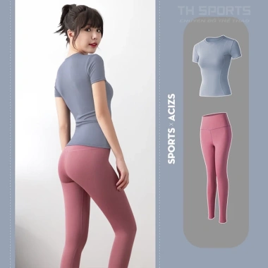 Bộ Gym Yoga Nữ TH001 - Áo Ngắn Tay và Quần Legging Dài Nâng Mông - 219.000 VND 7