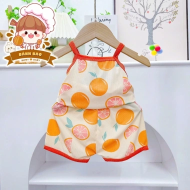 Bộ Hai Dây Thun Tăm Lạnh Cute Thơáng Mát Cho Bé Gái 4-15Kg Freeship Voucher Giá 23.200đ