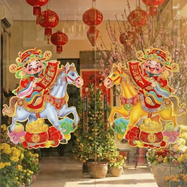 Bộ hình dán đôi câu đối Ngựa Nổi và Trang trí Tết Bính Ngọ 2.026, giá giảm 45.000₫