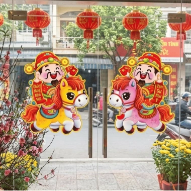 Bộ hình dán đôi câu đối Ngựa Nổi và Trang trí Tết Bính Ngọ 2.026, giá giảm 45.000₫