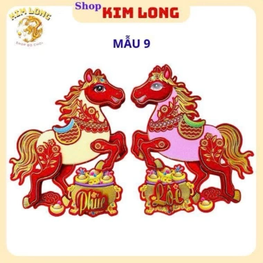 Bộ hình dán nổi NGỰA 2 chú - Trang trí Tết Bình Ngọ 2.026, phụ kiện decor cổ truyền, giá 55.000₫