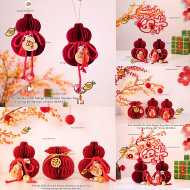 Bộ Hồ Lô Giấy Trang Trí Tết Trung Thu và Đám Cưới - Phong Thủy May Mắn Phúc Lộc Thọ Giá 22.800 VND