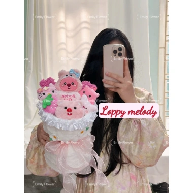 Bó hoa gấu bông Loppy Melody Kuromy Kirby – Quà tặng bạn gái Valentine, sinh nhật, giảm 20%