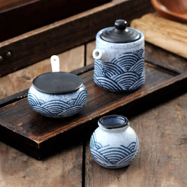 Bộ hộp đựng gia vị sushi gốm Juju - Hộp mực, lọ giấm, thuyền sốt - 74,829 VND