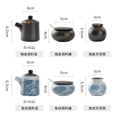 Bộ hộp đựng gia vị sushi gốm Juju - Hộp mực, lọ giấm, thuyền sốt - 74,829 VND