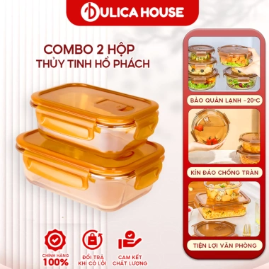 Bộ Hộp Đựng Tròn/Chữ Nhật DULICA HOUSE - Màu Hổ Phách, Thuỷ Tinh Chịu Nhiệt, 89k VND 10