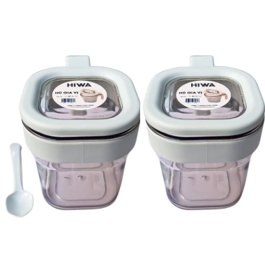Bộ hũ gia vị vuông Hiwa 2 khay nắp kín kèm muỗng, tiện lợi, giá chỉ 43.605 VND
