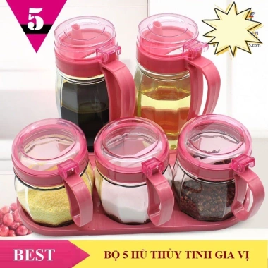 Bộ Hũ Thủy Tinh Đựng Gia Vị 6 Chai - Thiết Kế Sang Trọng, Độ Bền Cao, Giá Ưu Đãi 59.000₫