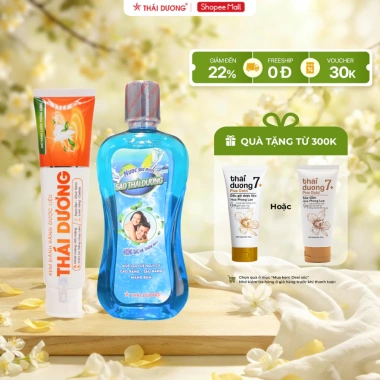 Bộ Kem đánh răng dược Liệu Thái Dương 150g và Nước súc miệng bạc hà 500ml - Giảm hôi miệng, giá chỉ 110k Bộ Kem đánh răng dược Liệu Thái Dương 150g và Nước súc miệng bạc hà 500ml - Giảm hôi miệng, giá chỉ 110k