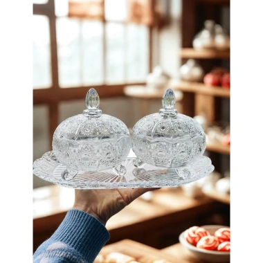 Bộ khay đựng bánh kẹo, mứt Tết bằng thủy tinh pha lê cao cấp - Thương hiệu Gốm sứ Gosu, giảm giá đặc biệt 279.000