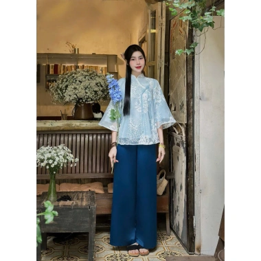 Bộ lễ chùa tơ hoa quỳnh nổi - Pháp phục tân sang trọng, giá ưu đãi 336.000đ 5
