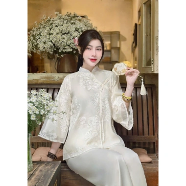 Bộ lễ chùa tơ hoa quỳnh nổi - Pháp phục tân sang trọng, giá ưu đãi 336.000đ 6