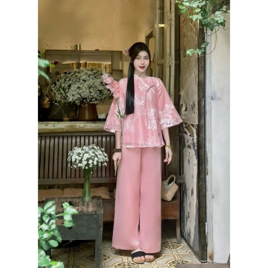 Bộ lễ chùa tơ hoa quỳnh nổi - Pháp phục tân sang trọng, giá ưu đãi 336.000đ 7