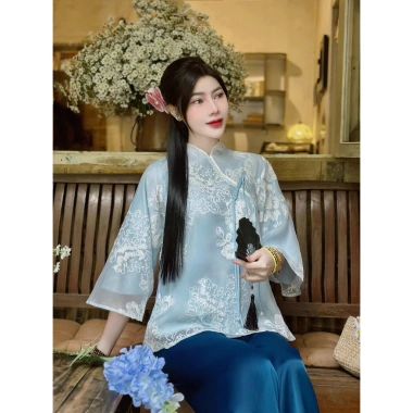 Bộ lễ chùa tơ hoa quỳnh nổi - Pháp phục tân sang trọng, giá ưu đãi 336.000đ 9