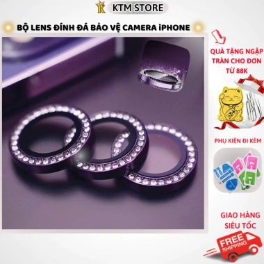 Bộ lens đính đá kim cương bảo vệ camera iPhone 11/12/13/14 Pro Max KTMStore - Giá ưu đãi 30.000đ