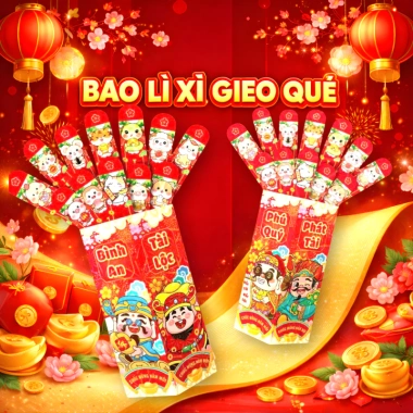 Bộ Lì Xì Tết Gieo Quẻ In 4D 12 Con Giáp và Hộp Vuông Lục Giác Phát Lộc Thần Tài - Giá 10.500đ